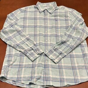 Southern Tide Light Blue and White Plaid Shirt